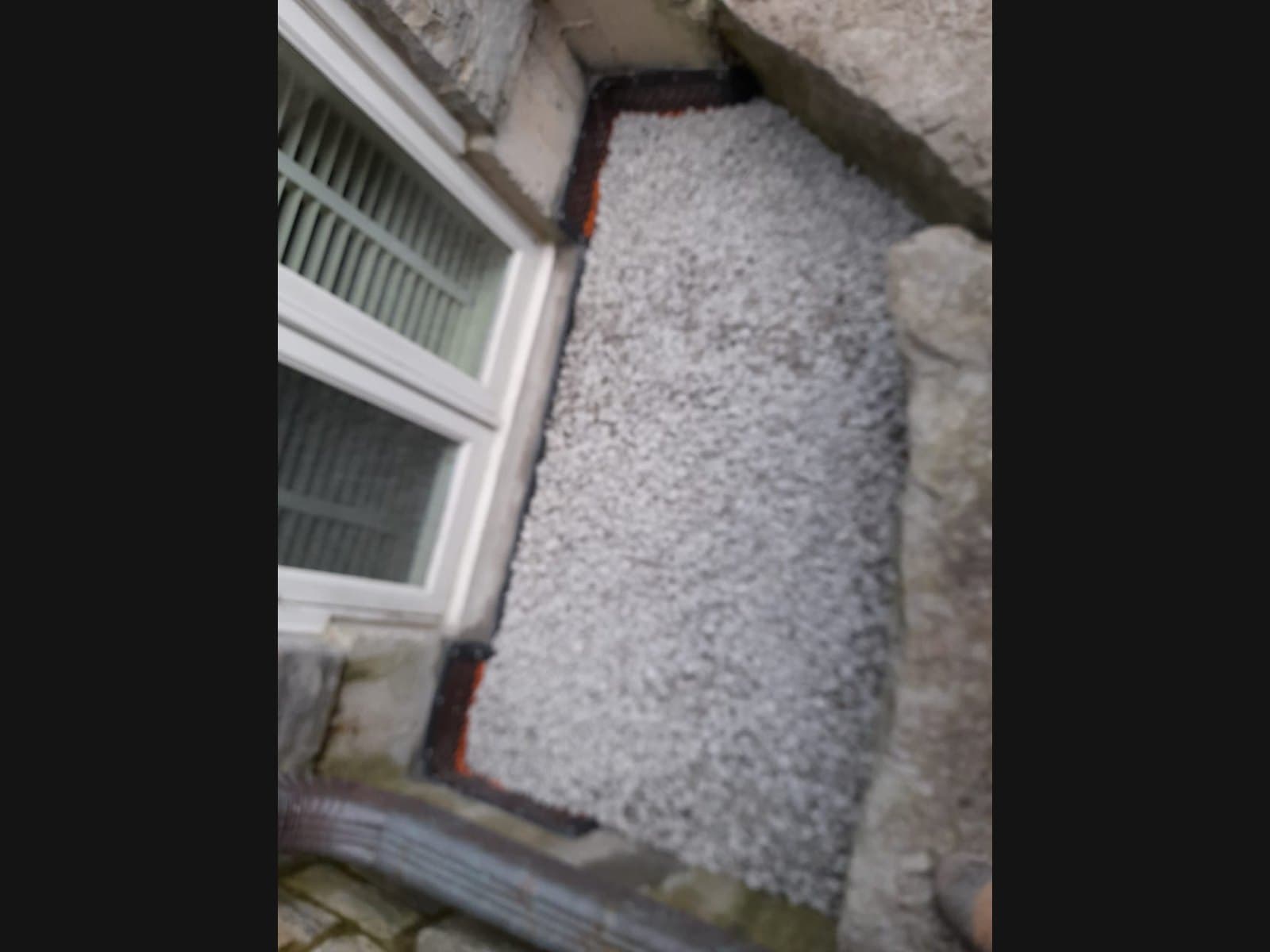 Sump area during interior waterproofing in Wasaga Beach